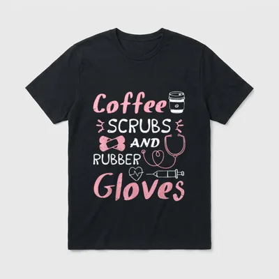Coffee Scrubs and Rubber Gloves Lightweight T-Shirt – Classic T-Shirt in Black