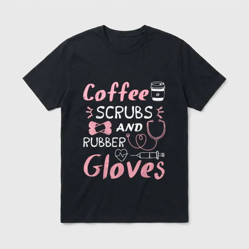 Coffee Scrubs and Rubber Gloves Lightweight T-Shirt – Classic T-Shirt in Black