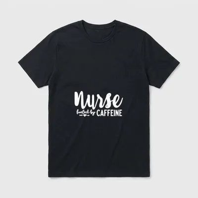Nurse Fueled by Caffeine T-Shirt – Nurse fueled by CAFFEINE lettering with a small heart arrow – Classic T-Shirt in Black