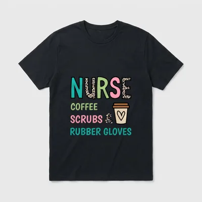 Nurse's Day Coffee T-Shirt – NURSE COFFEE SCRUBS & RUBBER GLOVES – Classic T-Shirt in Black