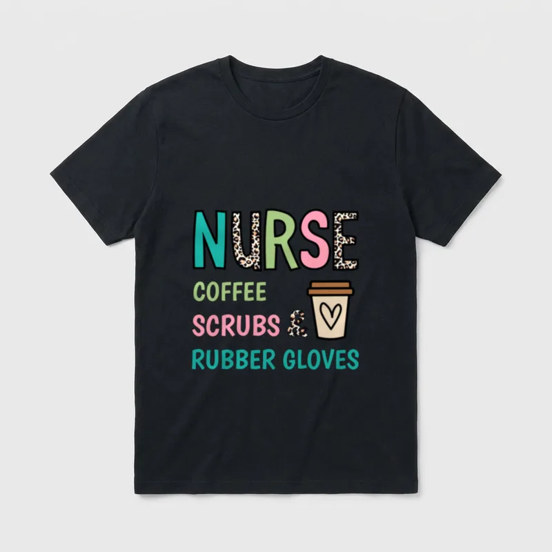 Nurse's Day Coffee T-Shirt – NURSE COFFEE SCRUBS & RUBBER GLOVES – Classic T-Shirt in Black