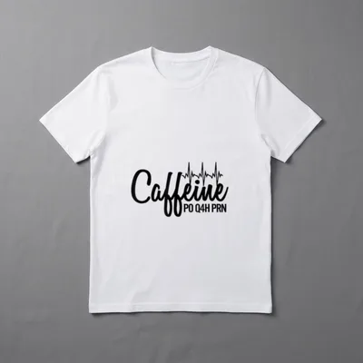 Caffeine PO Q4H PRN Nurse T-Shirt – Caffeine with an EKG pulse line and PO Q4H PRN – Classic T-Shirt in Black