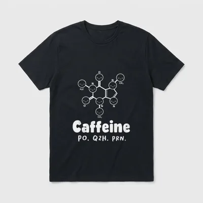 Caffeine Po Q4h Prn Funny Coffee T-Shirt – Classic T-Shirt in Black