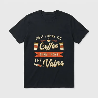 First I Drink the Coffee Phlebotomyl T-Shirt – Classic T-Shirt in Black