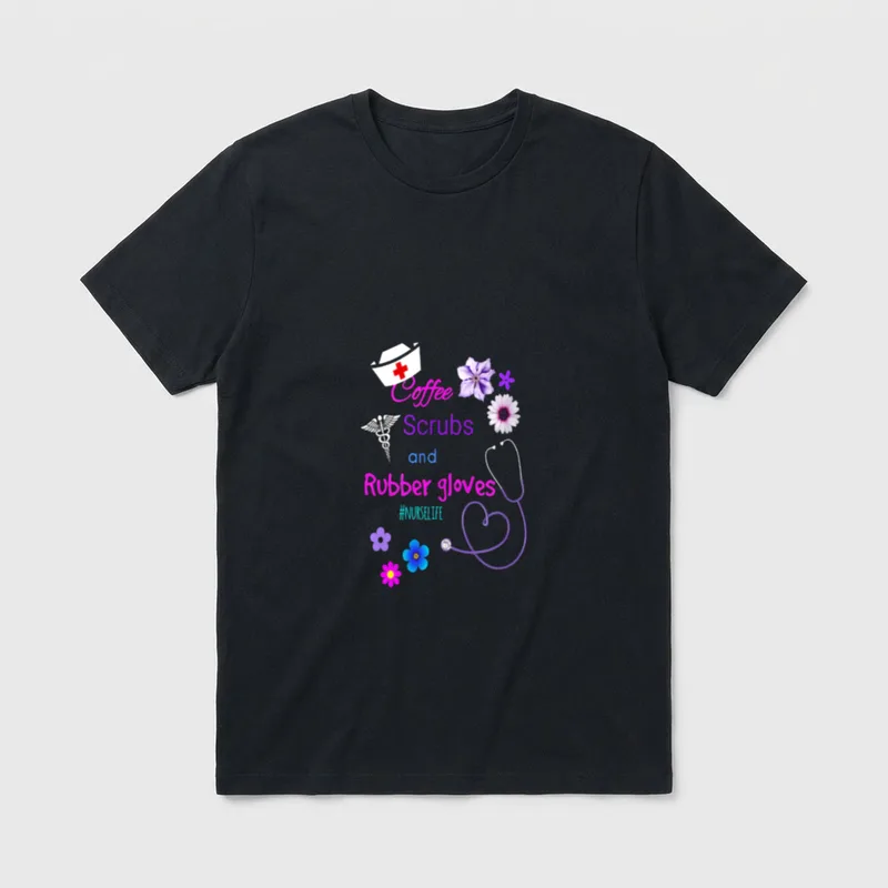 Nurse Coffee Scrubs and Rubber Great T-Shirt – Coffee Scrubs and Rubber gloves #NURSELIFE – Classic T-Shirt in Black