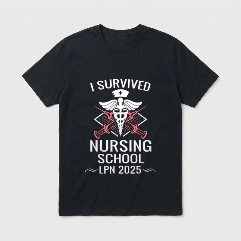 I Survived Nursing School LPN Class T-Shirt – Classic T-Shirt in Black