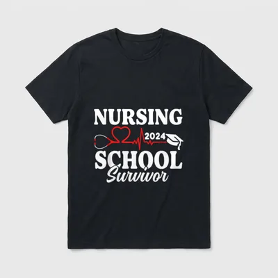 Nursing School Survivor 2024 RN ER T-Shirt – Classic T-Shirt in Black