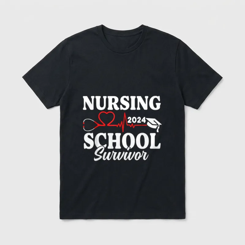 Nursing School Survivor 2024 RN ER T-Shirt – Classic T-Shirt in Black
