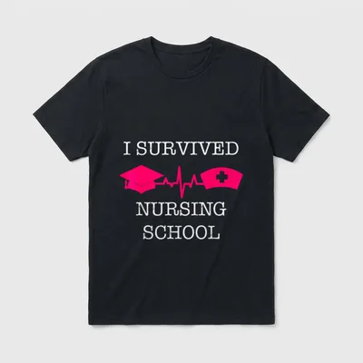 RN NP Survived Nurse School Grad T-Shirt – Classic T-Shirt in Black