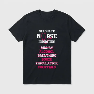 RN Nurse Grad Alcohol Drinking T-Shirt – Classic T-Shirt in Black