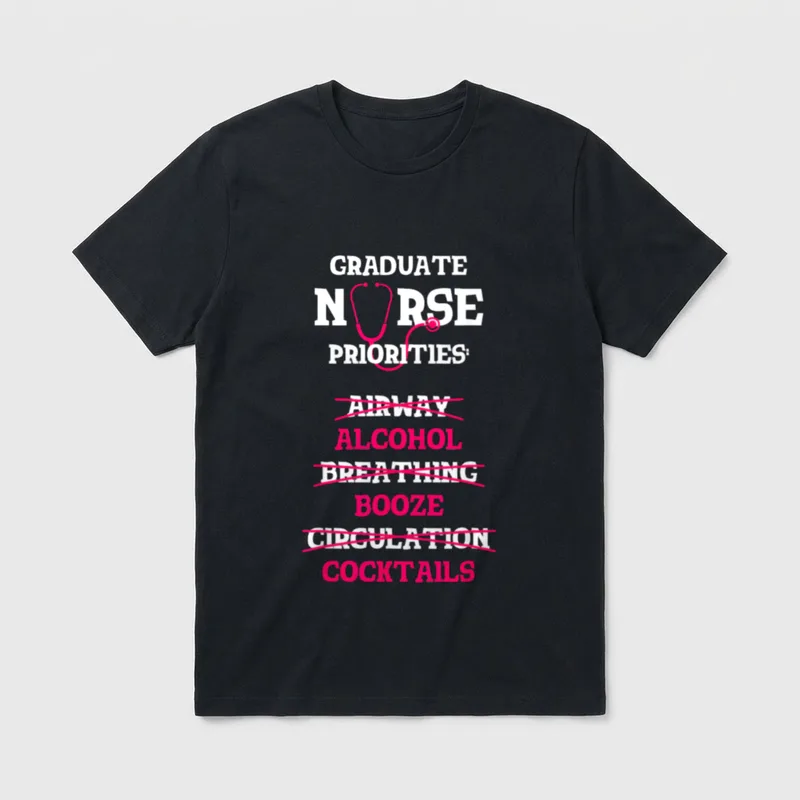 RN Nurse Grad Alcohol Drinking T-Shirt – Classic T-Shirt in Black