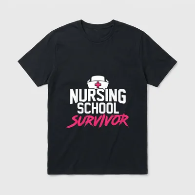 Nursing School Survivor Graduation Party T-Shirt – Classic T-Shirt in Black
