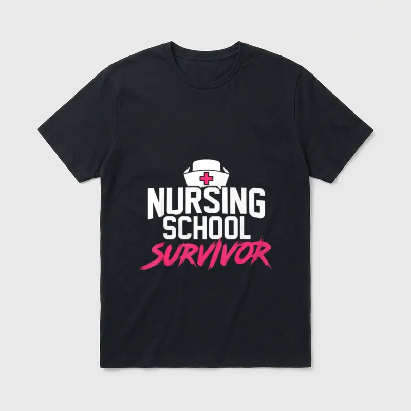 Nursing School Survivor Graduation Party T-Shirt – Classic T-Shirt in Black