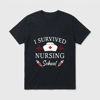 I Survived Nursing School Class Graduate T-Shirt – Classic T-Shirt in Black