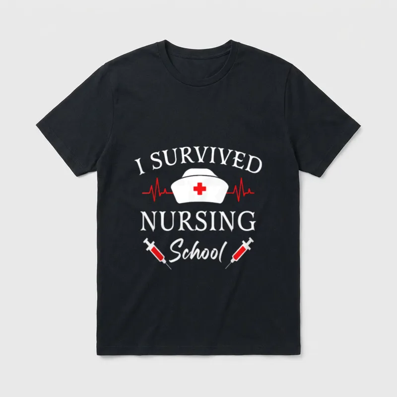 I Survived Nursing School Class Graduate T-Shirt – Classic T-Shirt in Black