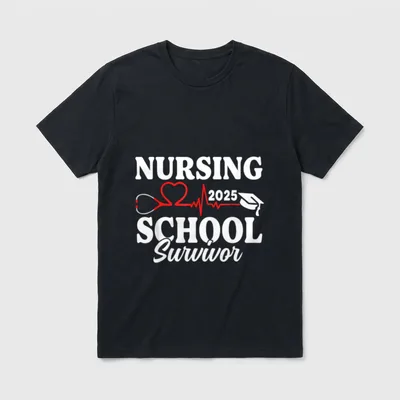Nursing School Survivor 2025 RN ER T-Shirt – Classic T-Shirt in Black