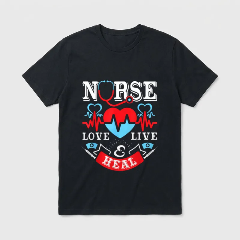 Nurse Live Love Heal Graduation Appreciation T-Shirt – Classic T-Shirt in Black