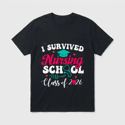 I Survived Nursing School Class Cool T-Shirt – Classic T-Shirt in Black