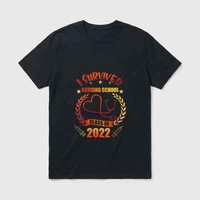 I Survived Nursing School Class Student T-Shirt – I Survived Nursing School Class of 2022 – Classic T-Shirt in Black