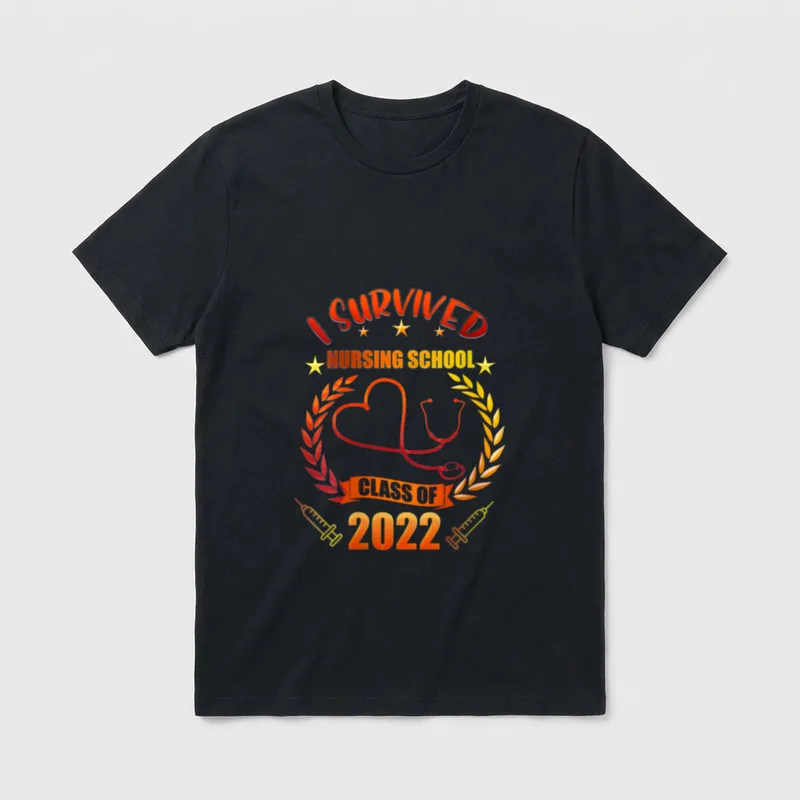 I Survived Nursing School Class Student T-Shirt – I Survived Nursing School Class of 2022 – Classic T-Shirt in Black