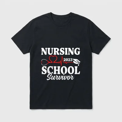 Nursing School Survivor 2023 RN ER T-Shirt – Classic T-Shirt in Black