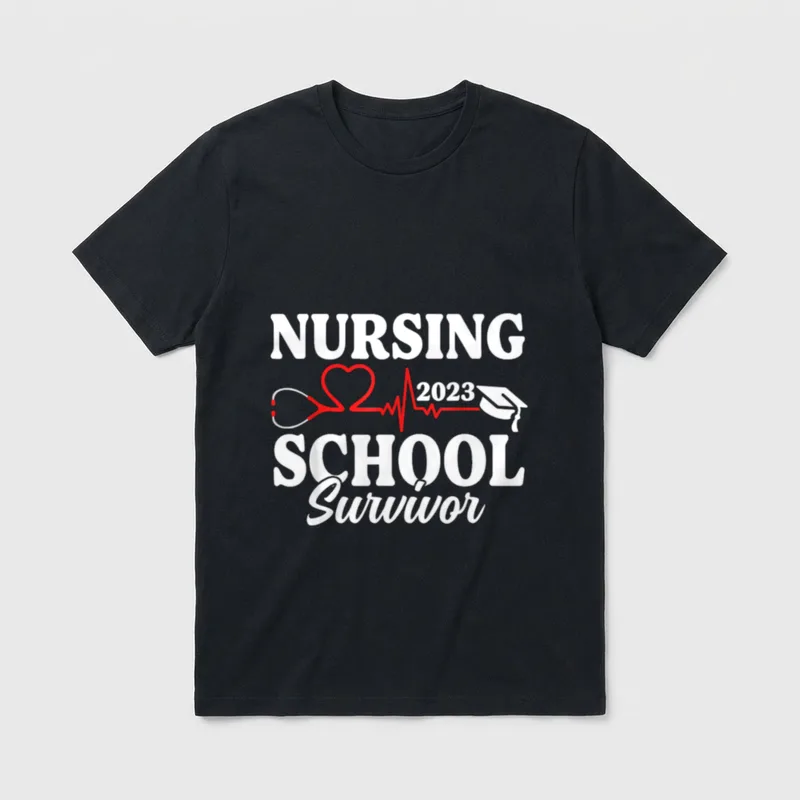 Nursing School Survivor 2023 RN ER T-Shirt – Classic T-Shirt in Black