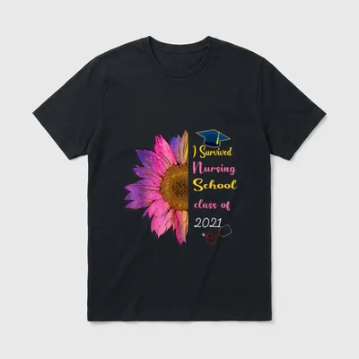 Class 2021 Graduation I Survived Nursing T-Shirt – I Survived Nursing School class of 2021 – Classic T-Shirt in Black