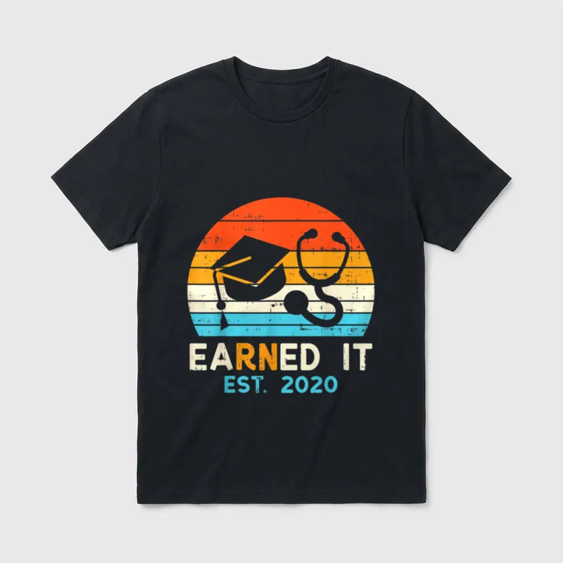 Earned It Est 2020 Nurse Retro T-Shirt – Classic T-Shirt in Black