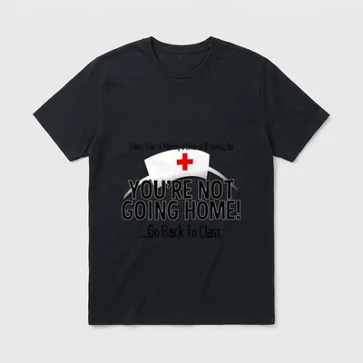 School Nurse T-Shirt – Nurse cap with red cross and humorous class dismissal quote – Classic T-Shirt in Black