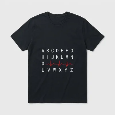 Nurse Pqrst Shirt – White alphabet letters with a red heartbeat line replacing PQRST – Classic T-Shirt in Black