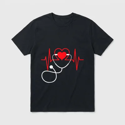 Funny Heart Beats Nurse Nursing Medical T-Shirt – Classic T-Shirt in Black