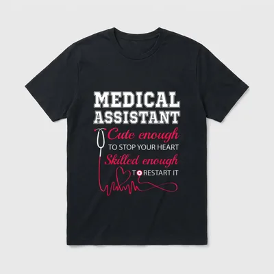 Medical Assistant Cute Nurse Stop Heart T-Shirt – Classic T-Shirt in Black