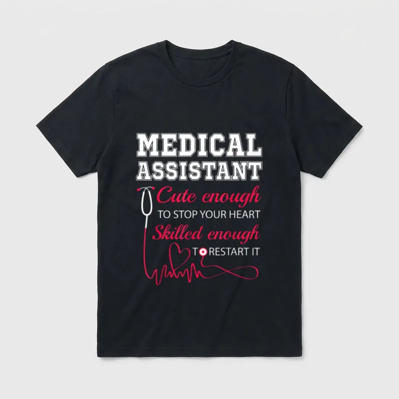 Medical Assistant Cute Nurse Stop Heart T-Shirt – Classic T-Shirt in Black