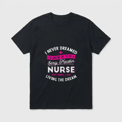 Sexy Nurse T-Shirt – Living the dream nurse slogan with medical cross – Classic T-Shirt in Black