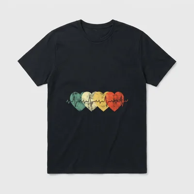 Nurse Heartbeat Retro Vintage Heart Nursing T-Shirt – Classic T-Shirt in Black