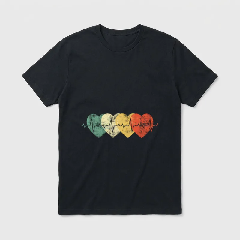 Nurse Heartbeat Retro Vintage Heart Nursing T-Shirt – Classic T-Shirt in Black