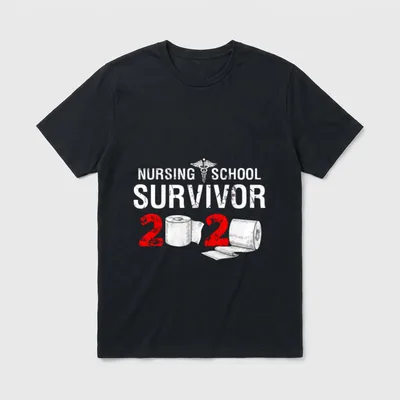 Nursing School Survivor 2020 Graduation Party T-Shirt – Classic T-Shirt in Black