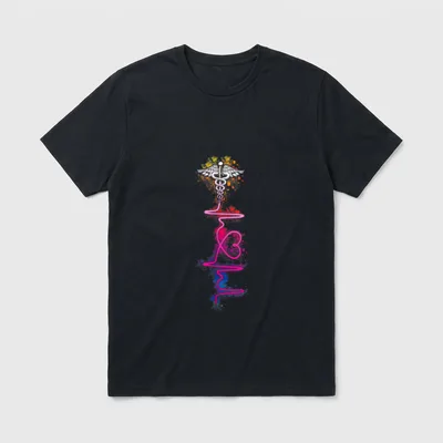 Proud Nurse Colorful Heartbeat Tie Dye T-Shirt – Classic T-Shirt in Black