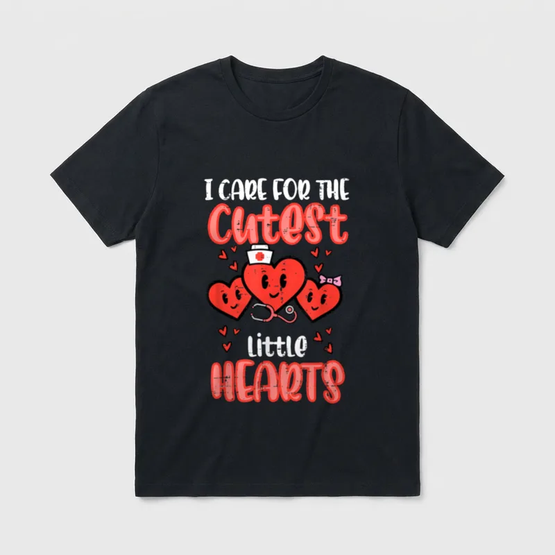 Care for Cutest Little Hearts Nurse T-Shirt – Classic T-Shirt in Black