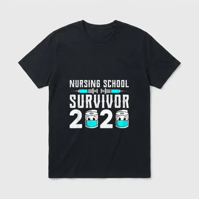 Nursing School Survivor Graduation Nurse RN T-Shirt – Classic T-Shirt in Black