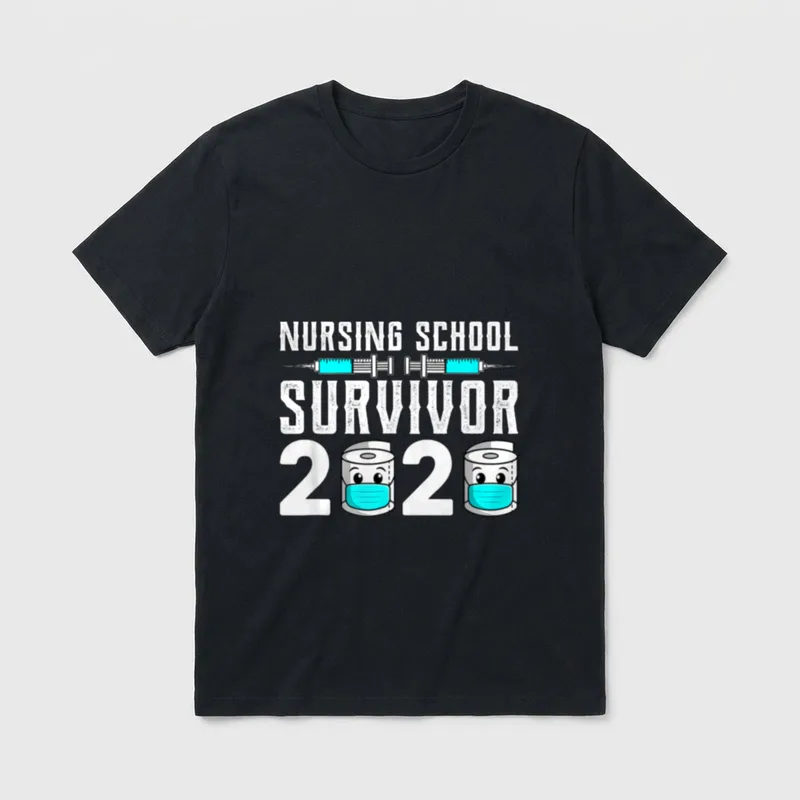 Nursing School Survivor Graduation Nurse RN T-Shirt – Classic T-Shirt in Black