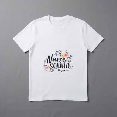 Nurse Squad T-Shirt – The words “Nurse SQUAD” with floral rose bouquets – Classic T-Shirt in Black