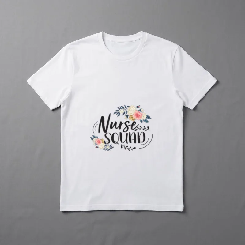 Nurse Squad T-Shirt – The words “Nurse SQUAD” with floral rose bouquets – Classic T-Shirt in Black