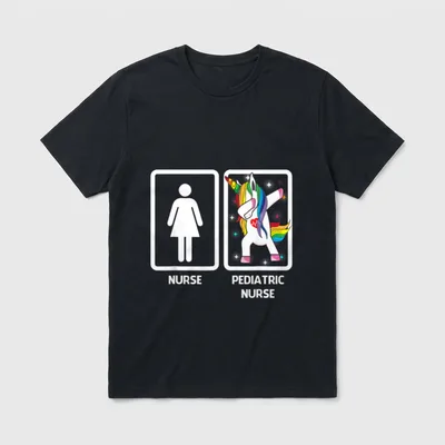 Pediatric Nurse Unicorn Dabbing Funny Nursing T-Shirt – Classic T-Shirt in Black