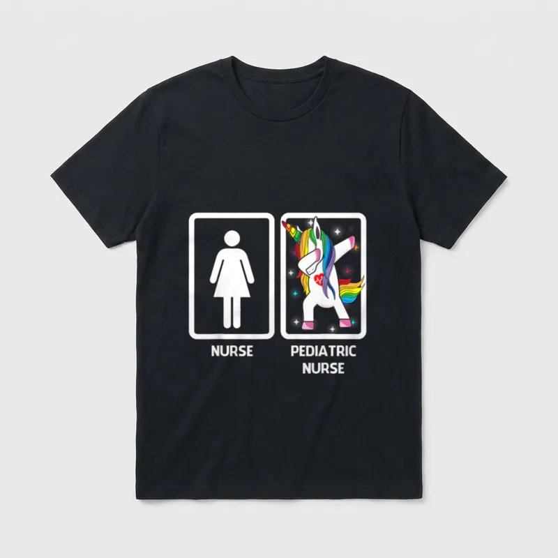 Pediatric Nurse Unicorn Dabbing Funny Nursing T-Shirt – Classic T-Shirt in Black