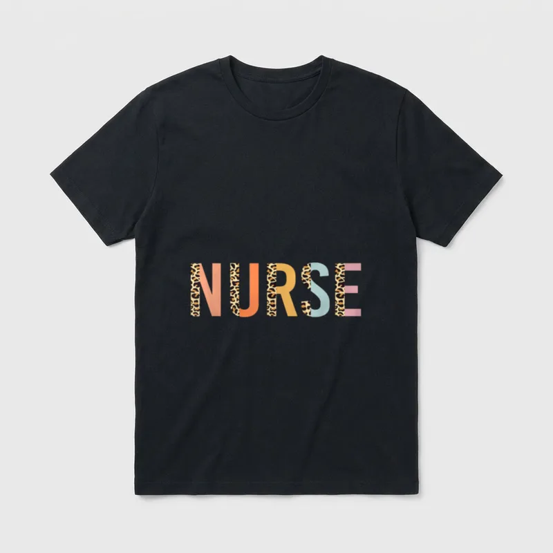 Nurse Leopard Print Nursing School T-Shirt – Classic T-Shirt in Black