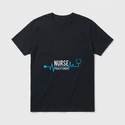 Cute Nursing T-Shirt – Nurse practitioner lettering with a pulse line and stethoscope – Classic T-Shirt in Black