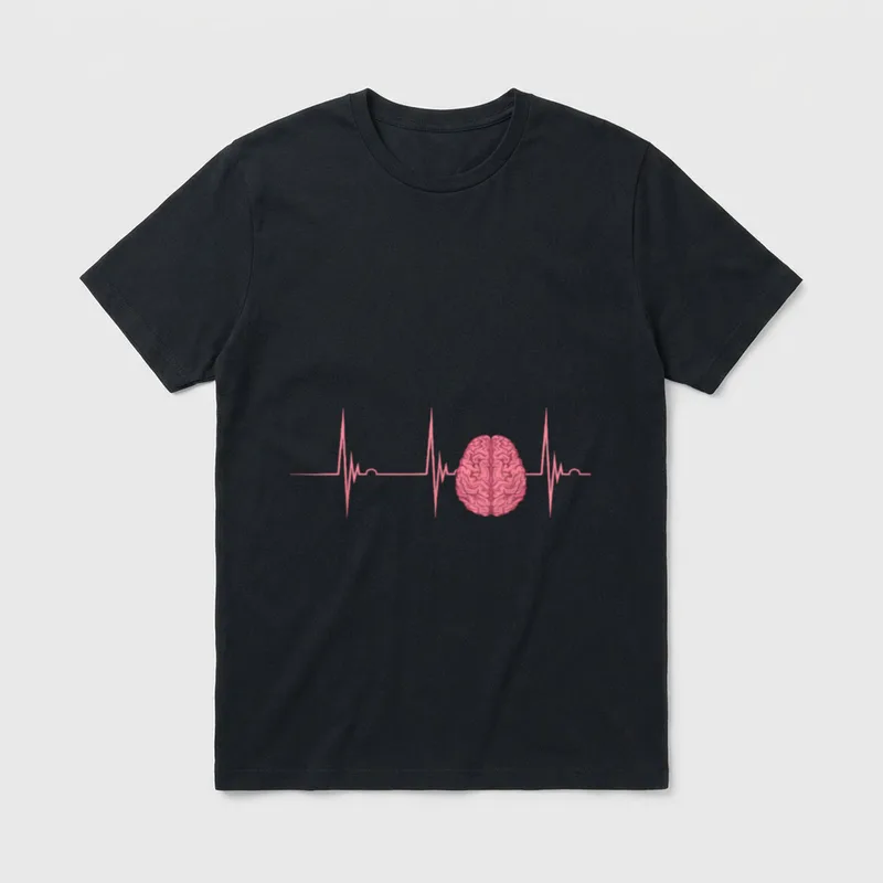 Neuro Nurse Brain Heartbeat EKG Pulse T-Shirt – Classic T-Shirt in Black
