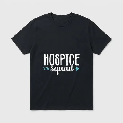 Hospice Squad Nurse Team Registered Nursing T-Shirt – Hospice squad lettering with a blue arrow – Classic T-Shirt in Black
