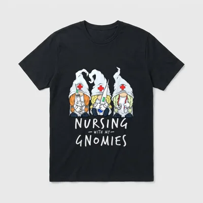 Nursing with My Gnomies Gnome Nurses T-Shirt – Classic T-Shirt in Black